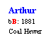 Text Box: Arthur
bB: 1881
Coal Hewer
